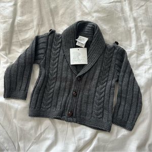 Charcoal Grey Cable knit Button Up Cardigan